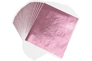 VGSEBA Imitation Gold Leaf Sheets,Rose Pink Gilding Foil Paper 100 Pieces 8x8.5cm Gold Foil Sheet for Paintings Arts Crafts Nail Handcrafts Frames Furniture Decoration