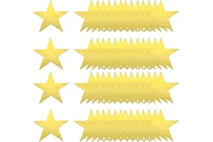 sourcing map 100 Pcs Laser Gold Stars Cutouts, 6 Inch Double Printed Paper Stars Cutout Confetti Cardboard Stars Decorations for Bulletin Board Wall Classroom Party