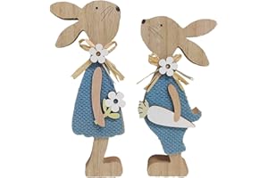 VECORA 2 Pcs Valentine's Day Bunny Decorations, Wooden Valentine's Day Decorations, table decorations, Ornaments for for Adult and Children's Party Decoration Indoor Home Decor