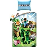 Minecraft Cactus Run Duvet Cover for 90 cm Bed 140 x 200 cm + Pillowcase 70 | Reversible Bedding | Breathable Natural Cotton