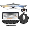 HTT GLOBAL Cloud Wrist Rest Set with Mouse Mat, Keyboard Mat, Brush & Cup Coaster, Keyboard Wrist Rest Palm Rest for Pain Relief, Non-Slip Arm Rest for Desk, Desk Wrist Support for Typing (5Pcs)