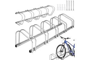 Tectake® Support vélo Râtelier Range vélo Rack vélo en Acier laqué pour 5 vélos, Support vélo sol ou mural, Accessoire VTT Vélo électrique, Vélo de course, Organisation du garage, Parking vélo