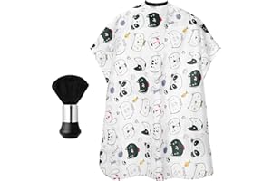 DSLSQD Peleryna Fryzjerska dla Dzieci, Profesjonalna Peleryna do Strzyżenia Włosów ze Szczotką do Kurzu na Szyję, Kreskówkowa Peleryna