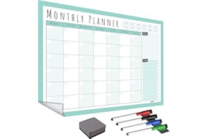 THE MAGNET SHOP WallTAC Planificador mensual de pared A3 | Calendario de borrado en seco fácil de quitar con adhesivo reutilizable | Planificador de comidas o lista de tareas para el hogar y la oficina [30 x 42 cm]