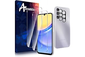 Anoowkoa [2+2 sztuki do Samsung Galaxy A15 4G/5G ochraniacze ekranu i osłony obiektywu aparatu, folia ze szkła hartowanego, folia ochronna zapobiegająca odciskom palców