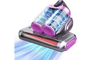 TIAZHAN Aspirador Antiacaros,16 kPa de Fuerte Succión, Luz UV-C de 253.7 nm, Rotación del Cepillo de 30000 Rpm/Min, Filtro HEPA y Colector de 520ml Polvo Doble, Para Polvo de Cama, Sofá y Pelo de Mascotas