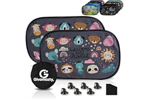 Glvomazty Pare Soleil Voiture Bébé Enfant 2 pièces, Pare-Soleil Auto-Adhésifs pour Enfants, Protege Soleil Voiture Bebe pour Enfants avec Protection UV, ASac de Rangement fourni, (D, 51×31cm)