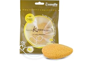 Casalfe Konjac Facial Sponge, 100% Biodegradable, Turmeric, Soft Exfoliation, Loofah