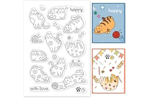 GLOBLELAND Tampon Transparents en Silicone Motif Chat Mignon Clear Timbre pour DIY Scrapbooking Album Photo Décorations Fabrication de Cartes