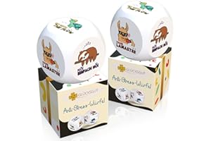 GLÜCKSGUT® Anti Stress Würfel | 2er Pack Chill Out | Lustiger Stresswürfel | 6 Motive, Geschenkbox & Anleitung | Anti Stress Spielzeug, Kollegen Geschenk, Büro Geschenk, Anti Stress Geschenk