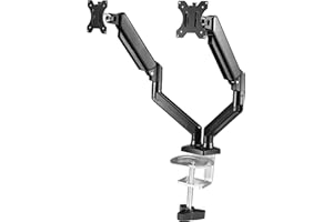ETHU Support Ecran PC 2 pour Moniteurs de 13-32 Pouces, Bras Ecran PC Réglable en Hauteur, Inclinable, Rotatif et Pivotant, Charge Maximale de 9kg par Bras, 2 Options de Montage, VESA 75/100MM