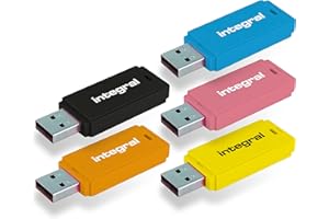 Integral 32GB Neon USB 2.0 Flash Drive 5-Pack (Black/Pink/Yellow/Orange/Blue)