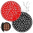 NIVAN Non-Stick Air Fryer Liners, 2PCS 8 Inch Round Reusable Silicone Air Fryer Mats, Easy to Clean & Food-Grade | Air Fryer Accessorie for Ninja, Gourmia, Power XL, NuWave and More, 2 Pack