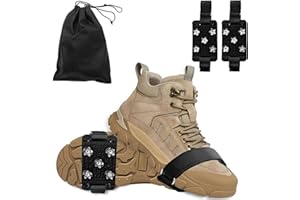 CHONGQILAO Crampons Antidérapants pour Chaussures et Bottes, Inoxydable Crampons Neige Chaussures avec 5 Dents, Glace Traction Antidérapant, Griffes de Glace pour Hiver Randonnée, Pêche, Marche