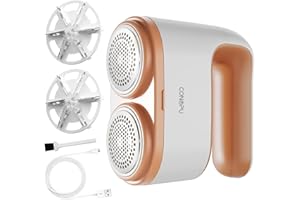 CONOPU Fusselrasierer Elektrisch, USB-C Wiederaufladbar 12er Klinge Doppeltem Ende, Doppelte Außenklinge, Geeignet Alle Kleidungsstücke, 2 Ersatzklingen, Reinigungsbürste, 17.7 x 15.5 x 9.8 cm