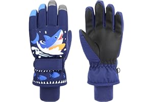 QKURT Guanti da Sci per Bambini, Guanti Invernali Caldi per Bambini Muffole da Ciclismo Muffole Sportivi con Silicone Antiscivolo per slittino, Snowboard, Pattinaggio, Ciclismo, Corsa (2-13 Anni)
