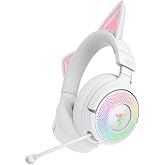 Razer Kraken Kitty V3 Pro - RGB Kitty kablosuz oyun kulaklığı - akış i&ccedil;in reaktif kedi kulakları Kulaklık - Triforce 40 mm S&uuml;