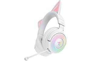 Razer Kraken Kitty V3 Pro - Kabelloses RGB-Kitty-Headset für Gaming - Reaktive Streaming-Katzenohren - Triforce 40mm Treiber - Hyperspeed Wireless & Bluetooth - THX Spatial Audio | Weiß