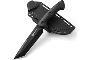 DRACHENADER japonés de hoja fija para exteriores Cuchillo de cinturón con mango de ABS Cuchillo de supervivencia Funda de plástico para exteriores