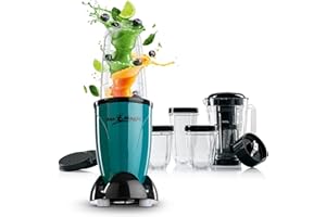 GOURMETmaxx Mr. Magic Smoothie Maker 18-częściowy | mikser stojący z 8 funkcjami, w tym funkcja To-Go (na wynos) z pojemnikiem na smoothie i wieloma innymi akcesoriami [400 W]