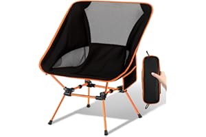 Trongle Ultra Lightweight Camping Chair for Adults, Portable Camping Chairs with Pocket & Carry Bag, Compact Heavy Duty Folding Chairs for Travel, Backpacking, Hiking, Picnics, Fishing (Orange)