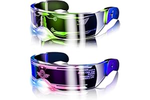 Tanganan 2pcs LED Visor Glasses, LED Light Up Glasses Neon Luminous Glasses 7 Color 5 Modes Cool LED Glasses for Adult