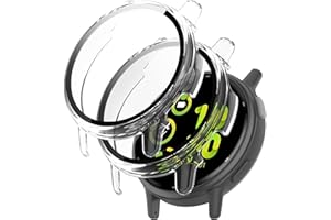 Ghttymtt 2 Pack PC Case with Screen Protector Compatible with Garmin Vivoactive 5, Ultra Slim Full Coverage All Around Protective Case with Tempered Glass Lightweight Shockproof Anti-Scratch Cover