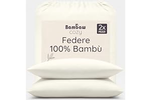 Bambaw Federa bambù 50x70 cm, Confezione da 2, Federe antiacaro e anallergiche, Federa cuscino anti acne, antirughe e anticrespo, Federe rinfrescanti 50x70 cm estive, Certificate Oeko-Tex (Beige)
