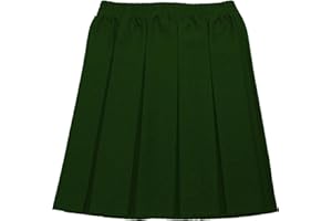 ONLY GLOBAL School Uniform Girls Box Pleat Skirt Full Elastic Bottle Green 13-14