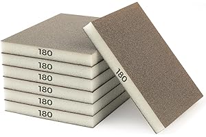 STEBRUAM 6 Spugne Abrasive Grana 180 per Legno e Metallo - Spugne per Levigatura Riutilizzabili - Ideali per Pareti, Mobili, Superfici in Legno e Metalliche