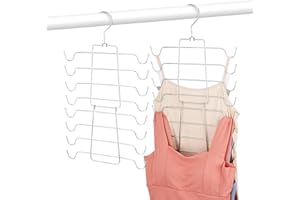 OMHOMETY 2 Stück Metall Trägertop Kleiderbügel BH Organizer, Drehbar Platzsparender Kleiderbügel, Kann Bis Zu 16 Stück Aufnehmen, Kleiderschrank Organizer, Silber