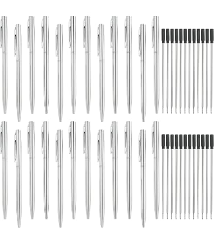 SHAIDOJIO 24 Metall Kugelschreiber Set Mit Nachfüllungen – 1,0 Mm Schwarz, Drehbar, Goldfarben