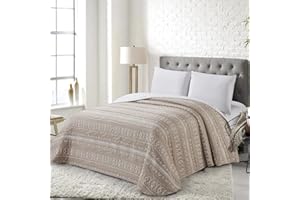 COTTON ARTean Colcha bouti Cama 180 Primavera - Verano ARLABAN Beige - Reversible poliéster - Jacquard Extra Suave