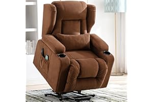 ‎COMHOMA COMHOMA Relaxsessel Aufstehhilfe Massagesessel mit Stoffoberfläche elektrischer Aufstehsessel Fernsehsessel Sessel mit Aufstehhilfe mit Liegefunktion Stoff-braun