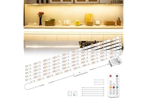 WOBSION Luce Led Sottopensile Cucina con RF Telecomando Dimmerabile,3M Bianco Caldo Flessibile Autoadesiva Striscia di 6X50cm,1500LM,2700K Light per Scale,Armadio,Soggiorno