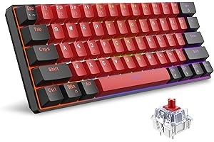 Snpurdiri 60% Compact Size Mechanical Gaming Keyboard - Red Switches | USB-C Wired | UK Compatible US Layout | 16.8M RGB Backlit | Portable for PC & Laptop (Black-Red)