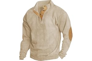 WSKMHK Pulls, Gilets Et Sweats Homme Automne Sportswear sans Capuche Manches Longues Pull Sweatshirts 2024 Polaire Hiver Warm Pull Polaire Polo Homme Manches Longues Pulls