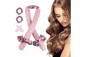 Boikey New Samt Heatless Curls Band,Weicher Heatless Curls Locken Ohne Hitze locken über Nacht,Heatless Curls Band mit Haarnadel,Rutschfest Lockenwickler für langes mittleres Haar Rosa
