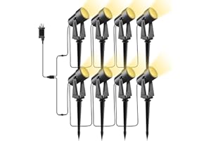 Bomcosy Garden Spike Lights 92FT, Outdoor Spike Lights Mains Powered, LED Garden Spotlights Low Voltage 27v Spike Light Mains IP65 Waterproof Electric for Outdoor Landscape Tree Security