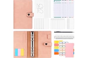 ‎AGOER Agoer Budget Planner Deutsch - Budget Binder für Finanzplaner, A6 Ringbuch Budgetplaner 6 Löcher Binderumschlägen mit 12 Deutsch Budgetblätter, 14 Klar Geldumschläge,Kugelschreiber, Etiketten, Lineale