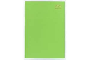 IMPRINT PRESS Imprint 2025 Premium Quality A4 Week to View Diary, Hardback Desk Diary with Ribbon Marker, Planner Organiser Diary (Lime Green)