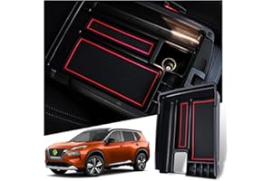 Ruiya Compatible with Nissan X-Trail T32 2014-2021 Centre Console Storage Box, X-Trail Armrest Organiser Tray Centre Armrest Car Storage Box Centre Armrest Glove Box X-Trail Accessories (Red)