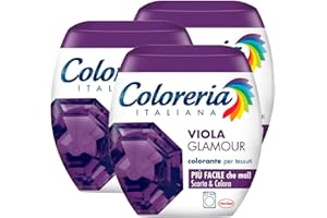 GREY 3x Coloreria Italiana Colorante per Tessuti in Lavatrice Colore Viola Glamour Formula Tutto in Uno - 3 Confezioni Monodose da 350 g