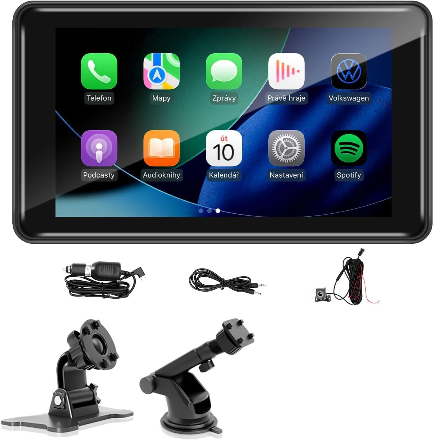 Wireless CarPlay Screen for Car, 7” HD Touch Android Auto Car Play Screen Portable Car Stereo Live Navigation Bluetooth Mirror Link Music, Video, Player Siri, GPS, FM, AUX, AirPlay