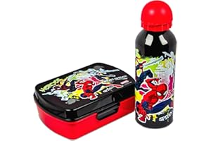 miniHeld Spiderman Lunchset Brotdose Aluminium Trinkflasche für Schule Marvel
