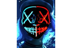 SOGYUPK Halloween Purge Maske Leuchtende Maske LED Gruselige Maske für Halloween Kostüm Party, Maskerade Cosplay Light Up Purge Gesichtsmaske mit 3 Beleuchtungsmodi für Männer Frauen Erwachsene Kinder