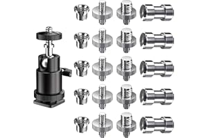 Muscccm Adattatori a Vite 21 pezzi 1/4 a 3/8 e 1/4 a 1/4 Vite, Vite Attacco Cavalletto per Fotocamera DSLR, Treppiede, Rig a Spalla, Cavalletto, Accessori Fotografia