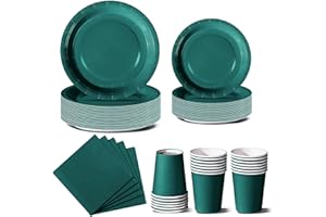 Nkaiso Stoviglie per Feste 96 Pezzi Verde Festa della Addobbi Ragazza di Compleanno dei Dambini Articoli per Feste Set Include Piatto Usa e Getta di Carta Party Tazze Tovaglioli -24 Ospiti