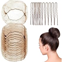 Retine per Capelli Chignon, 30pcs Retine per Capelli Invisibili con Elastic Edge Mesh e 20pcs Coffee U Shape Hair Bun Pins Per Ragazze Donne Ballerina Catering (Marrone