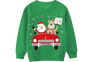 TCWWBB Kids Christmas Jumper Xmas Sweatshirt Jumpers Boys Girls Unisex Santa Claus Bear Reindeer Tops Children Long Sleeve Cotton Pullover Outfits Casual Crewneck Winter Clothes Age 1-11 Years